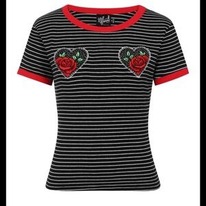 Hell Bunny tee with embroidered hearts size small